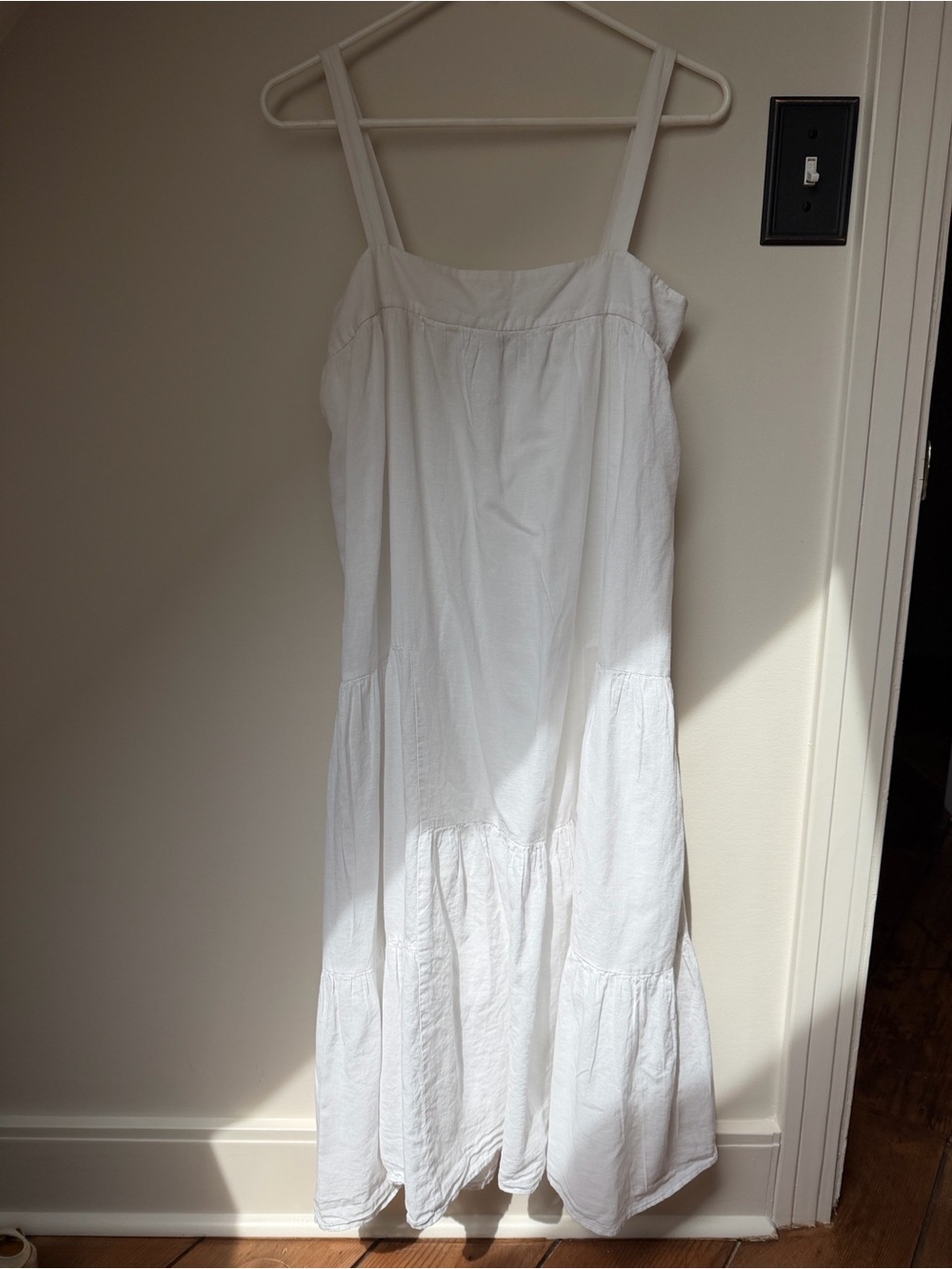 Jenni Kayne Womens White Tiered Sundress with Square Neck